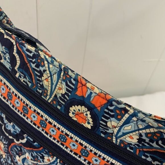Vera Bradley Hipster Crossbody Marrakesh Blue Orange Paisley Floral Triple Zip - Picture 6 of 9
